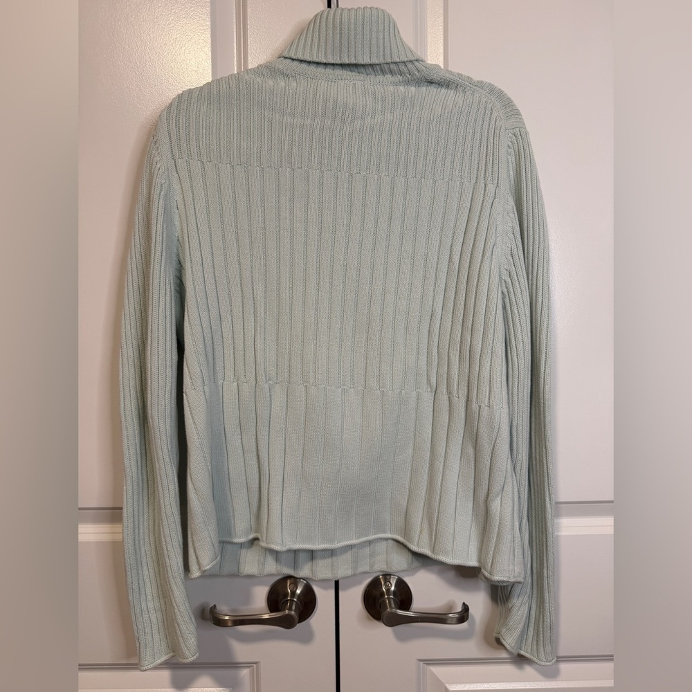 J Jill light green Ribbed Turtleneck Sweater Women’s XL 100% Cotton Knit - Picture 2 of 5